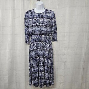 Cavalier Dress Midi Blue Grunge Boho Casual Festival S